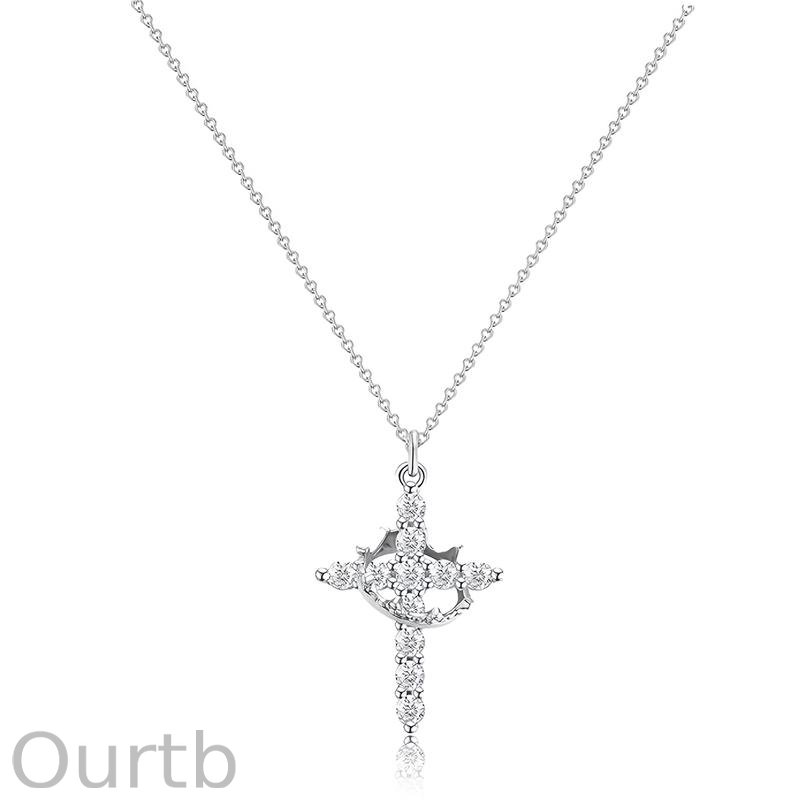 Simple Crown & Cross Pendant Choker Necklace For Women & Men & Girls Pretty Crown Cross Necklace For Daily Party Clothing Decor Trendy All-match & Exquisite Jewelry For Christmas Valentine's Day Gift