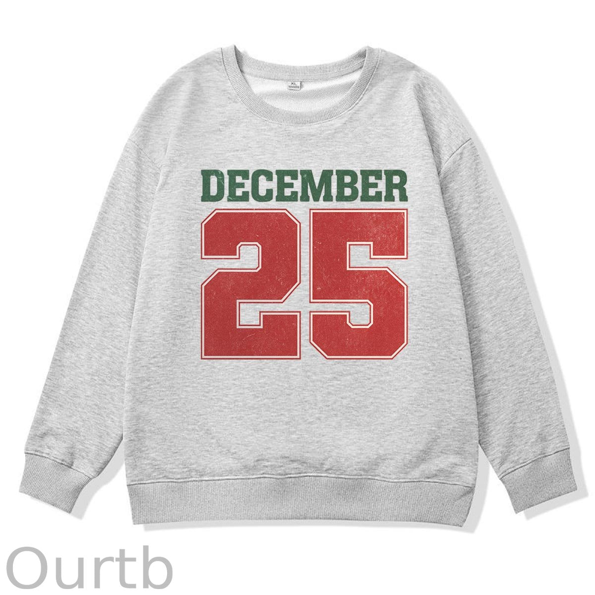 Christmas Decemember 25  Pattern 100% 300g CottonCrew Neck Sweatshirt