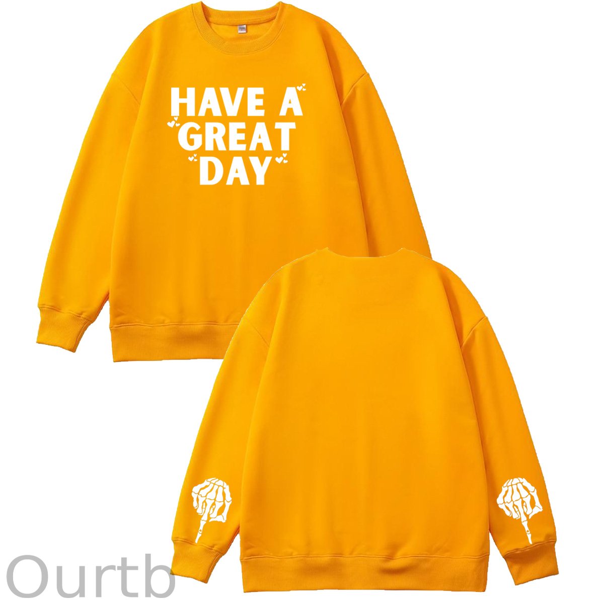 Have A Great Day Skull Pattern 100% 300g CottonCrew Neck Sweatshirt