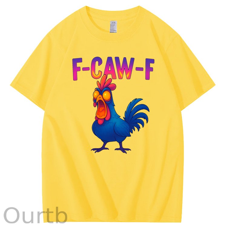 F-Caw-F Color Gradient Chicken Pattern100% Cotton T-Shirt