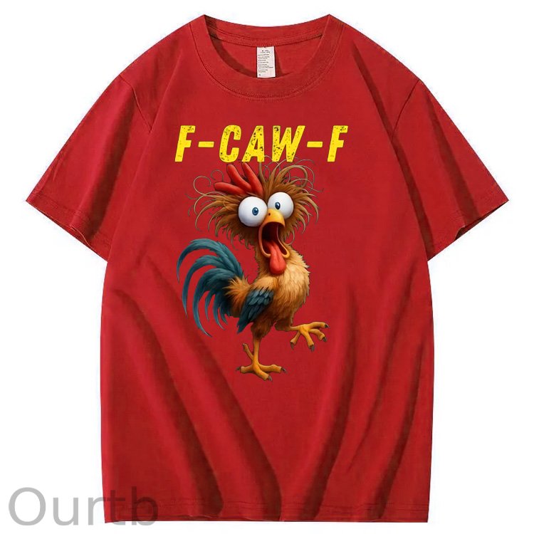 F-Caw-F Crazy Chicken Pattern100% Cotton T-Shirt