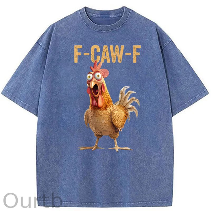 F-Caw-F Chicken Washed Cotton T-Shirt