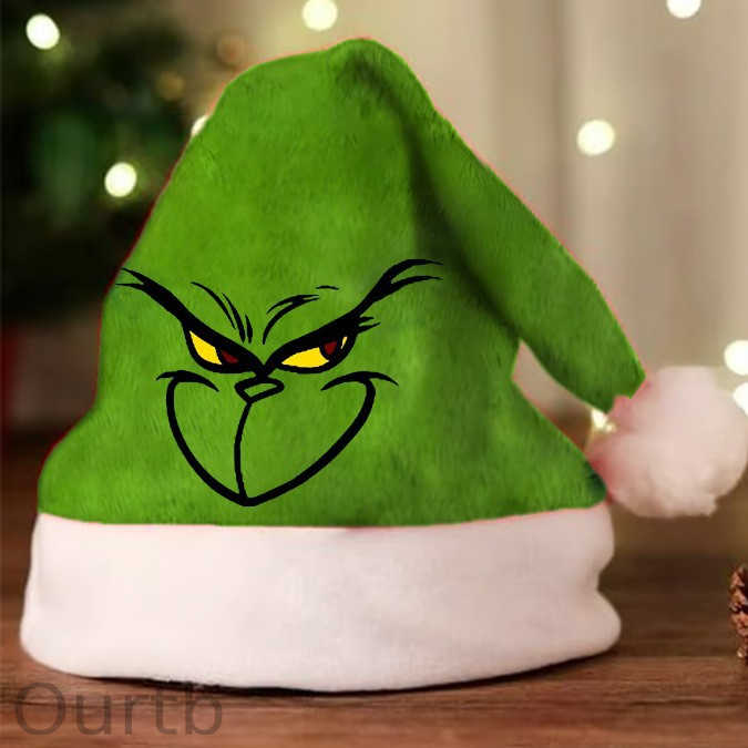 Green Monster Christmas Decoration Party Dress Up Santa Hat