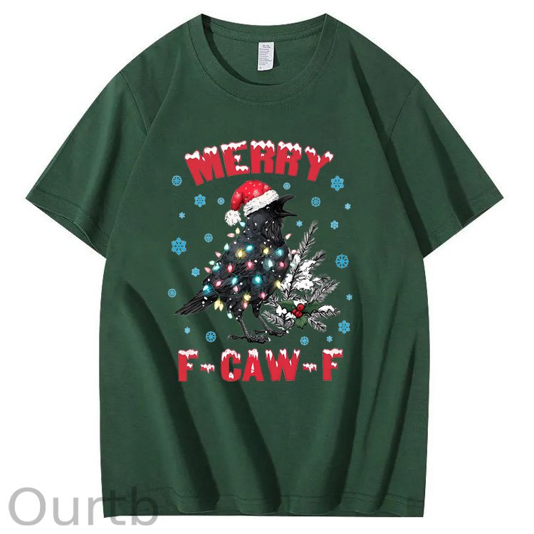 Christmas  Merry F-Caw-F  Pattern100% Cotton T-Shirt