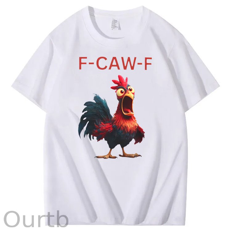 F-Caw-F  Shock Chicken Pattern100% Cotton T-Shirt
