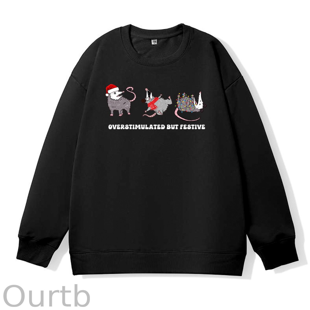 Christmas Overstimulated Festive Pattern 100% 300g CottonCrew Neck Sweatshirt