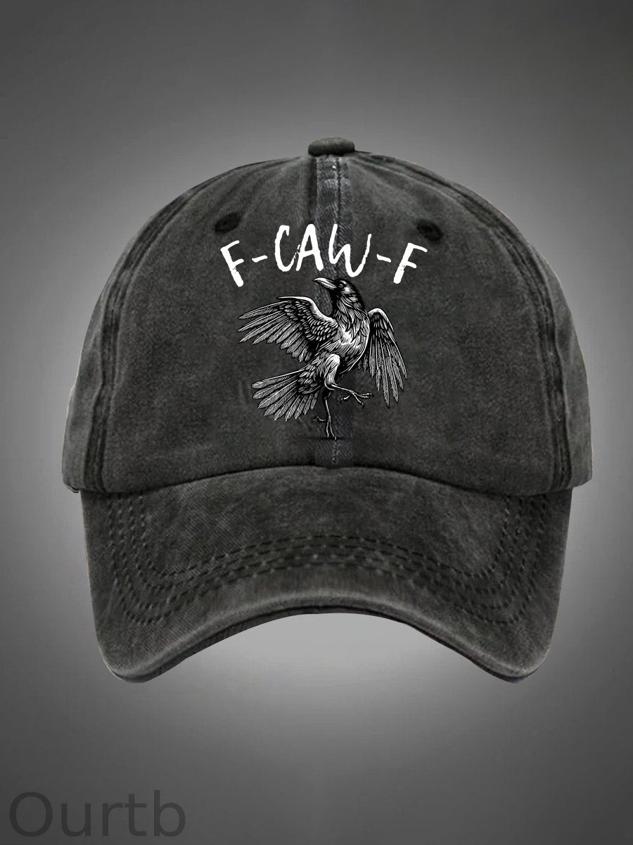 F-Caw-F Crow Pattern Washed Hats