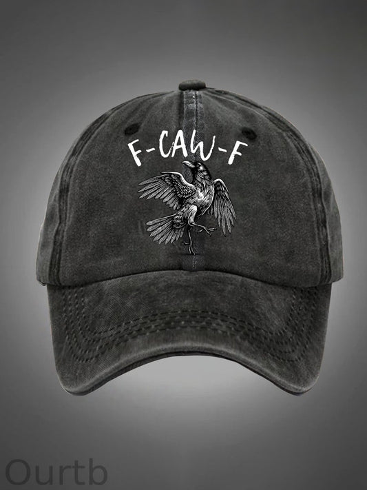 F-Caw-F Crow Pattern Washed Hats