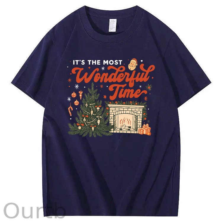 Christmas Wonderful Time Pattern100% Cotton T-Shirt