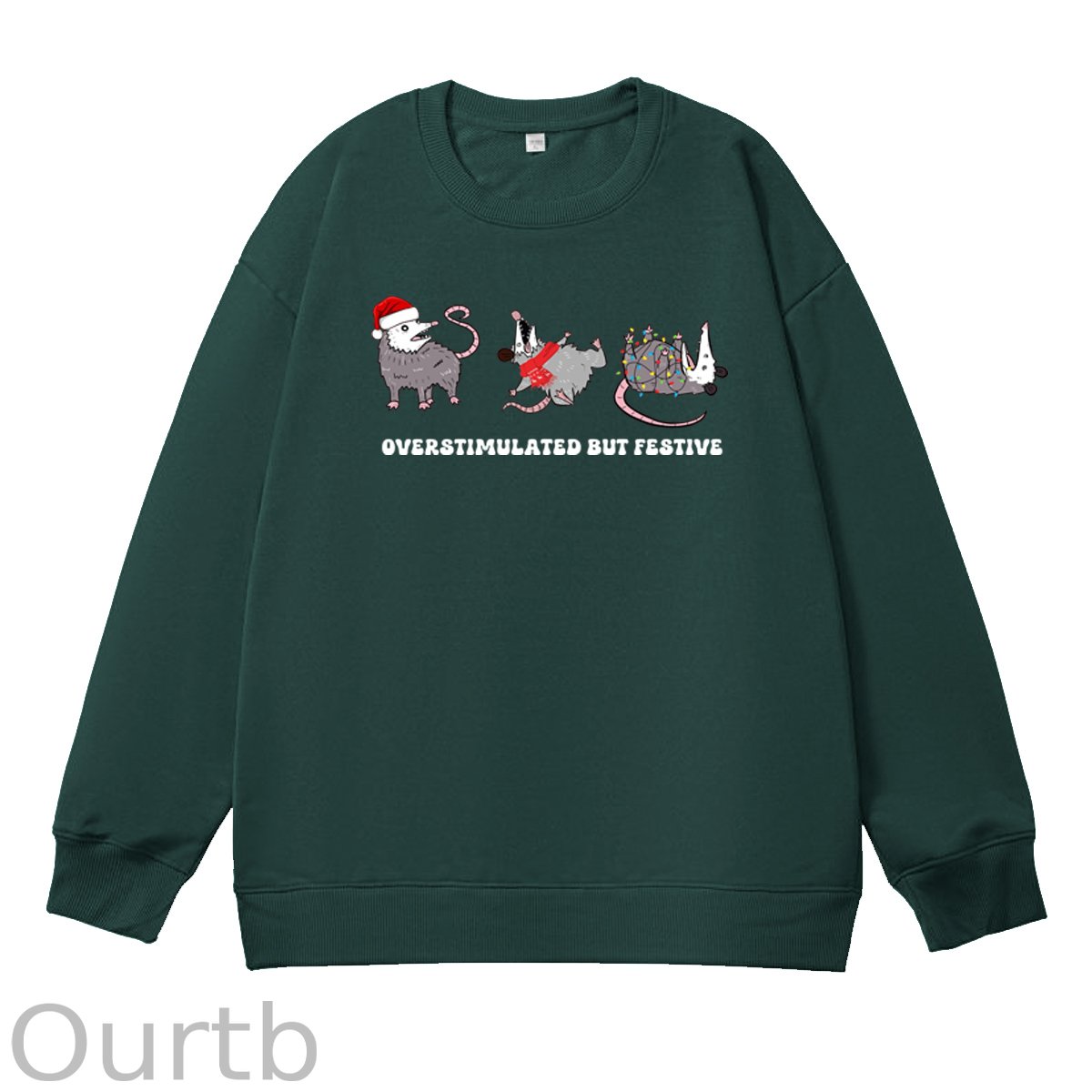 Christmas Overstimulated Festive Pattern 100% 300g CottonCrew Neck Sweatshirt
