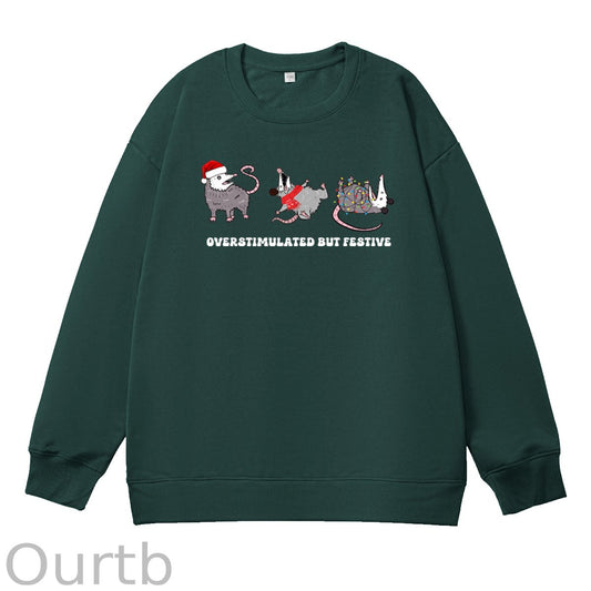 Christmas Overstimulated Festive Pattern 100% 300g CottonCrew Neck Sweatshirt