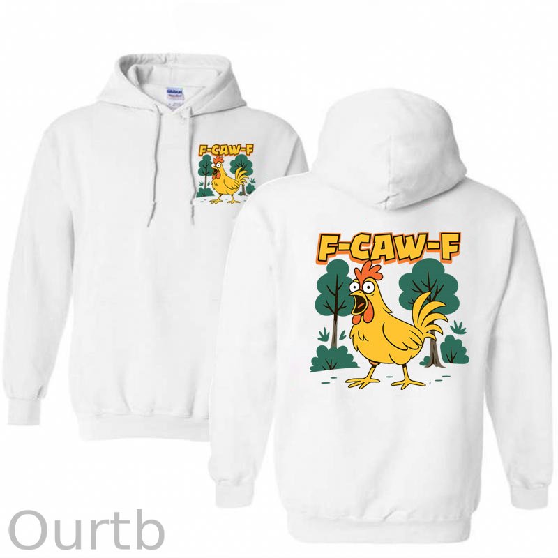 F-Caw-F Crazy Shocked Chicken  Pattern 100% 300g Cotton Classic Hoodie