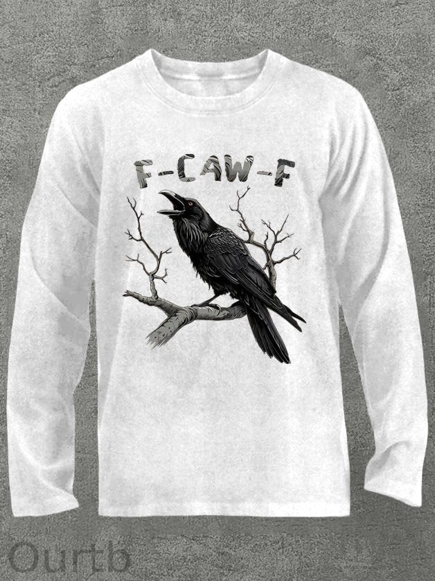 F-Caw-F Crow Cotton Blend Long Sleeve T-Shirt