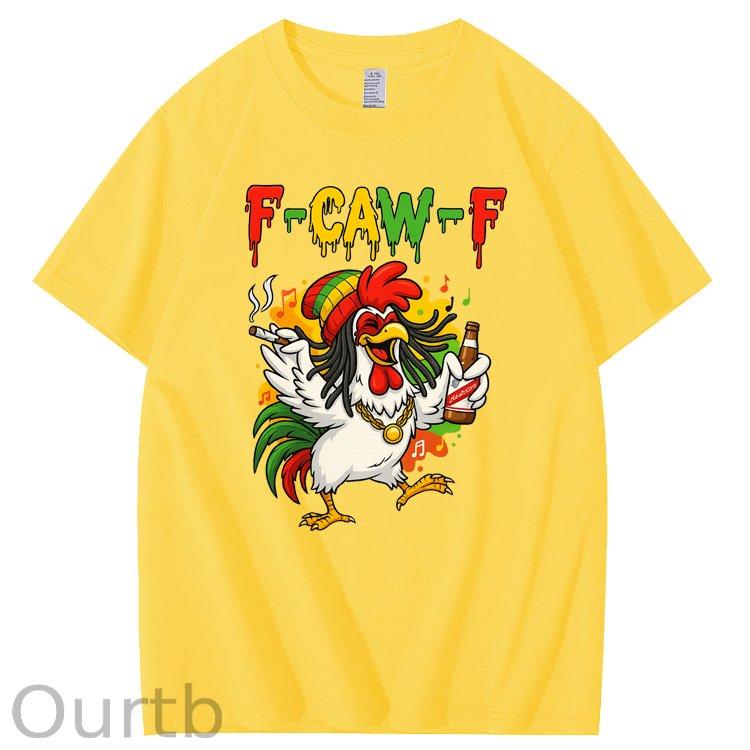 F-Caw-F What Beer Chicken Pattern100% Cotton T-Shirt