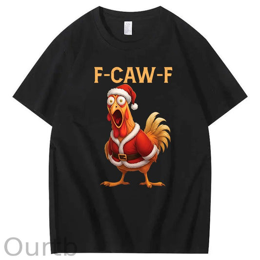 F-Caw-F Chicken Christmas 100% Cotton T-Shirt