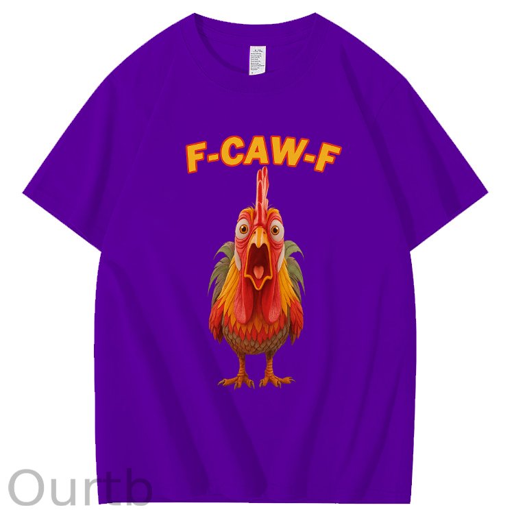 F-Caw-F Shocked Mouth Chicken Pattern100% Cotton T-Shirt