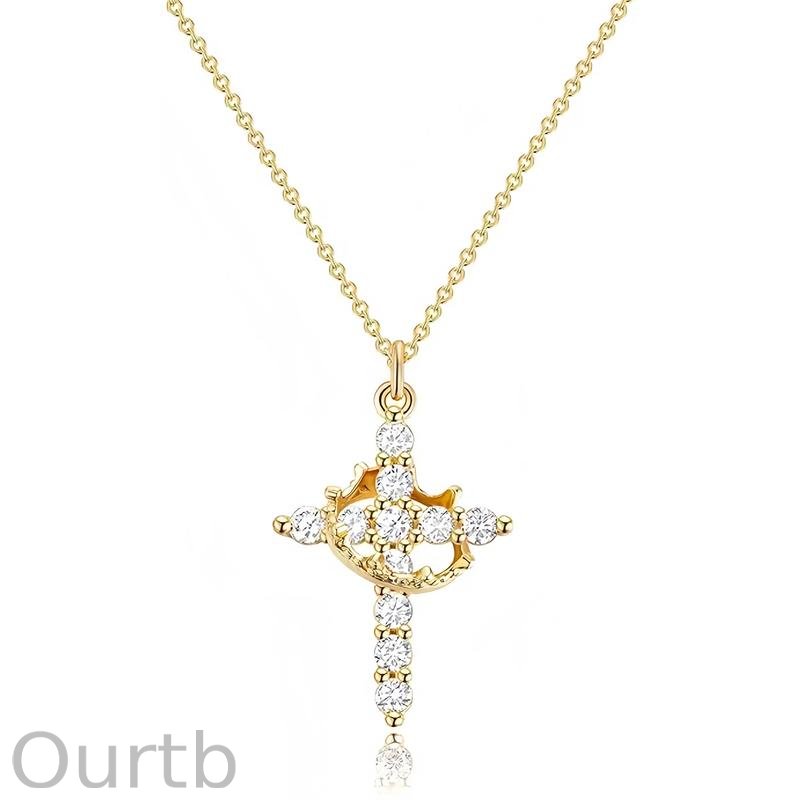 Simple Crown & Cross Pendant Choker Necklace For Women & Men & Girls Pretty Crown Cross Necklace For Daily Party Clothing Decor Trendy All-match & Exquisite Jewelry For Christmas Valentine's Day Gift