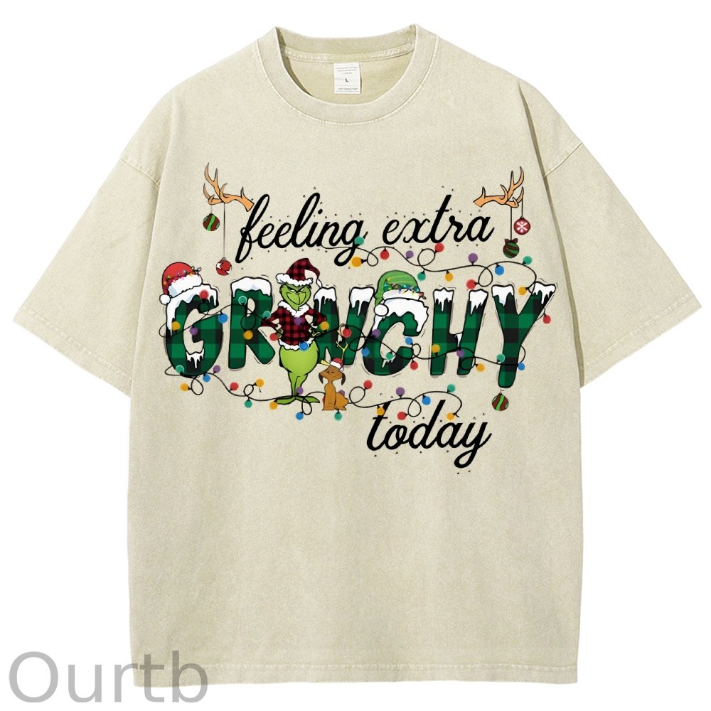 Unisex Christmas Printed Washed Tee