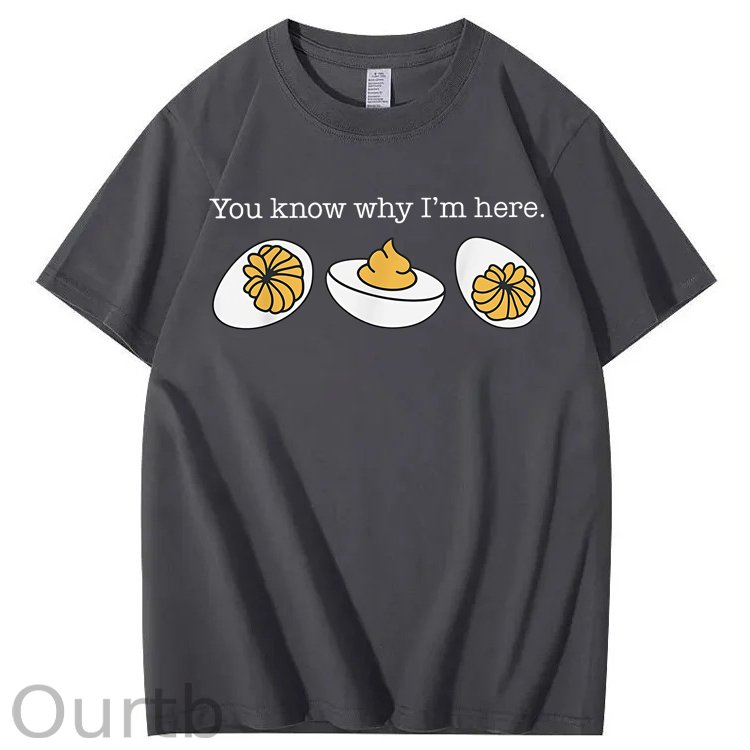 Retro Thanksgiving Dinner You Know Why I'm Here Deviled Egg 100% Cotton T-Shirt