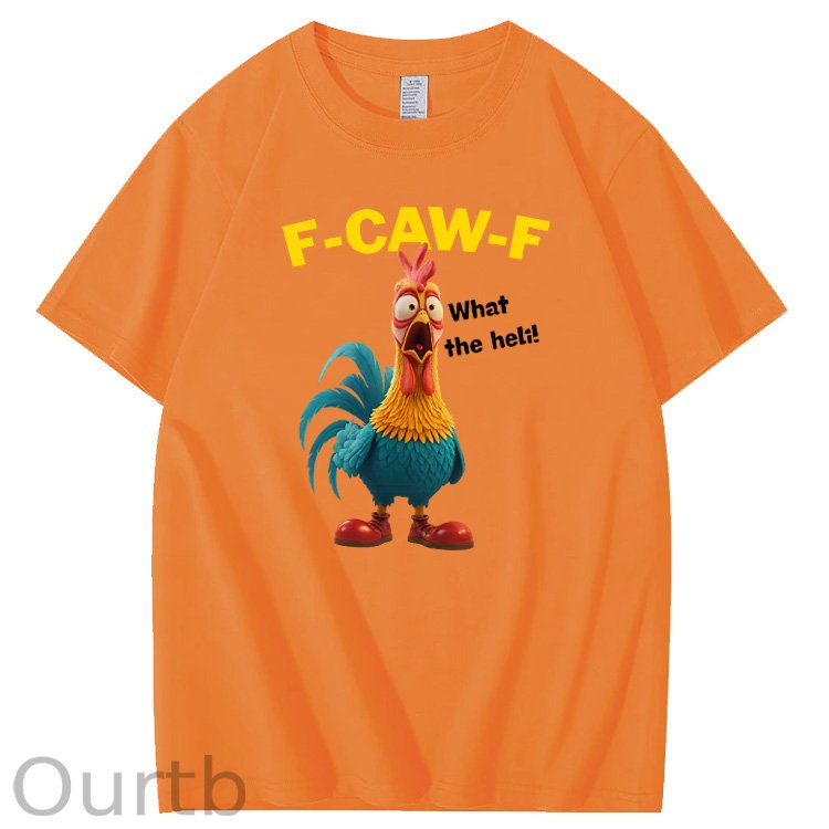 F-Caw-F What The Heli Carzy Chicken Pattern100% Cotton T-Shirt