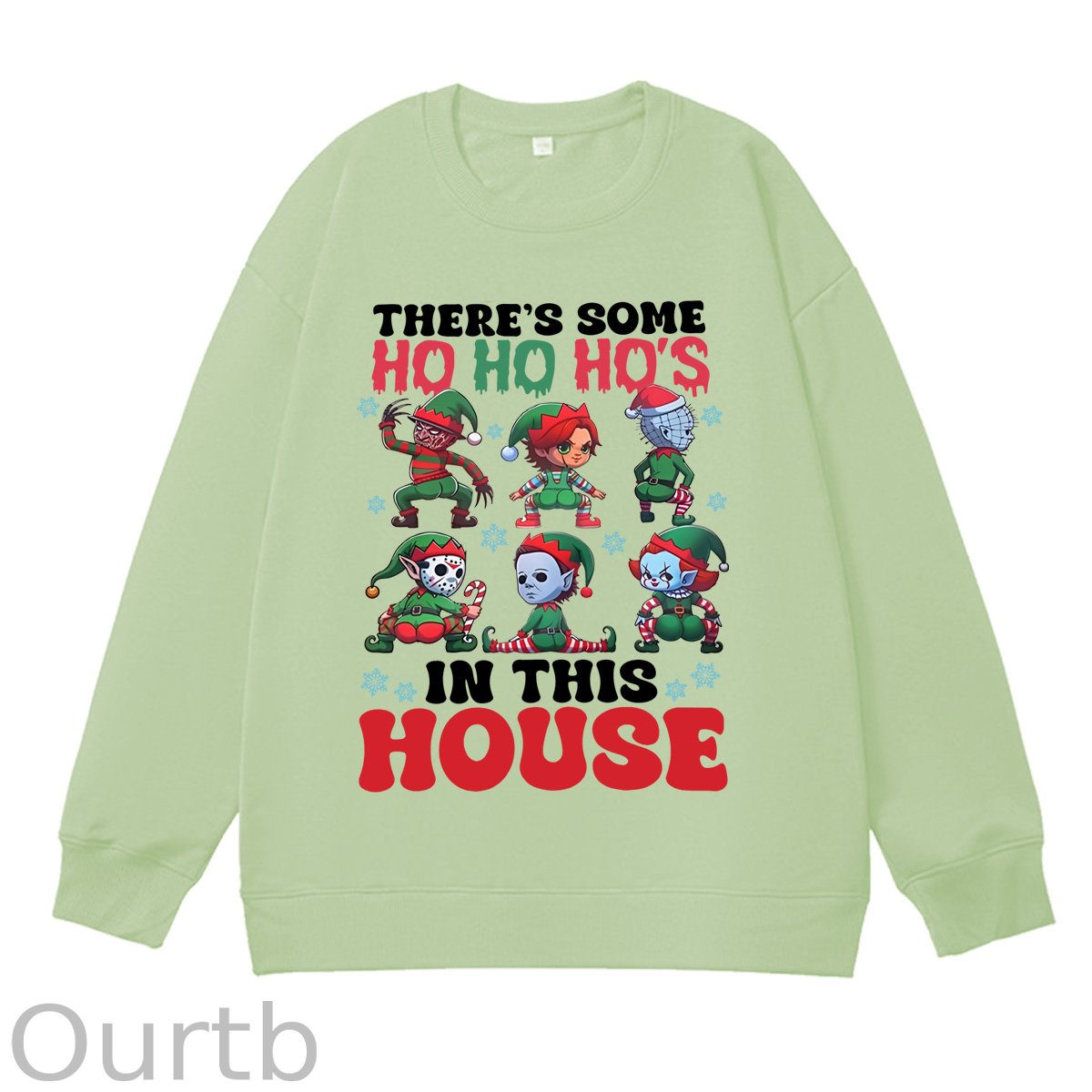 Christmas Ho Ho Ho‘s  Pattern 100% 300g CottonCrew Neck Sweatshirt