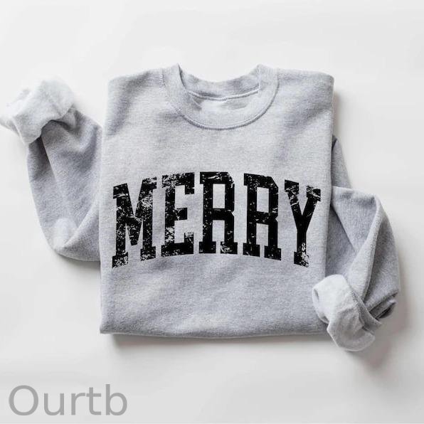 Retro Merry Christmas 100% Cotton Fleece Sweatshirt