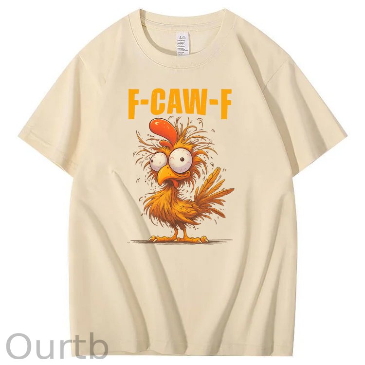 F-Caw-F Crazy Chicken Pattern100% Cotton T-Shirt