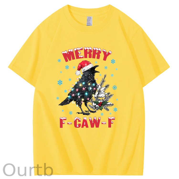 Christmas  Merry F-Caw-F  Pattern100% Cotton T-Shirt