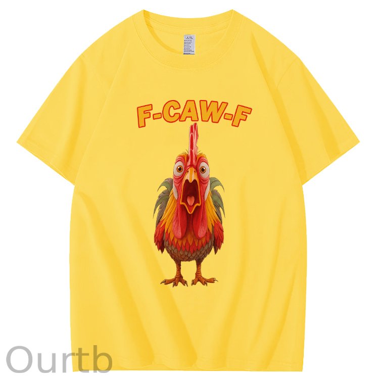 F-Caw-F Shocked Mouth Chicken Pattern100% Cotton T-Shirt
