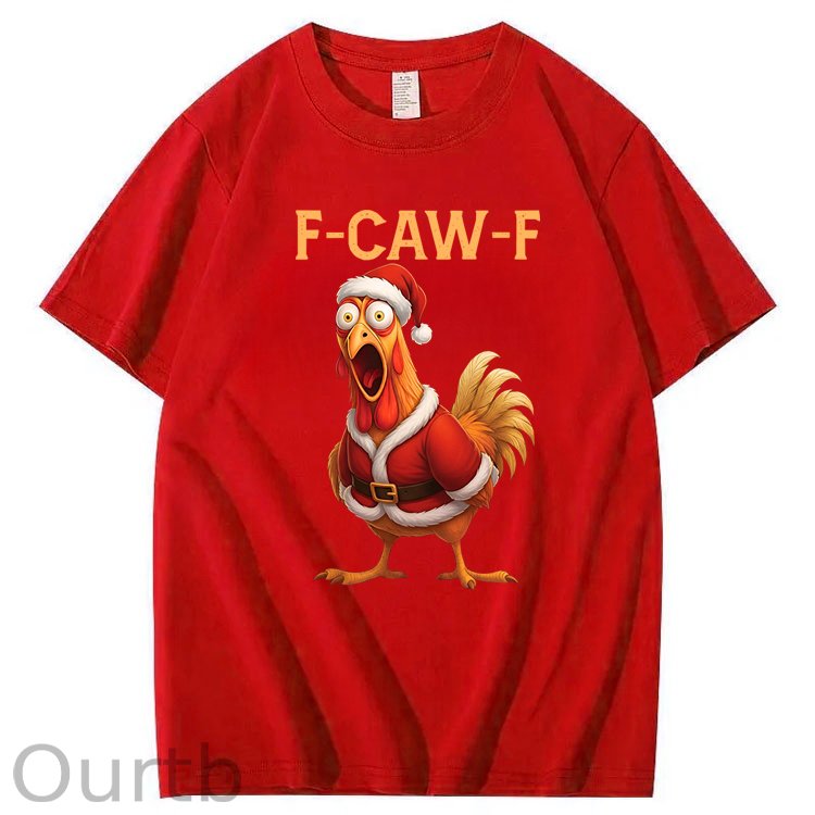 F-Caw-F Chicken Christmas 100% Cotton T-Shirt