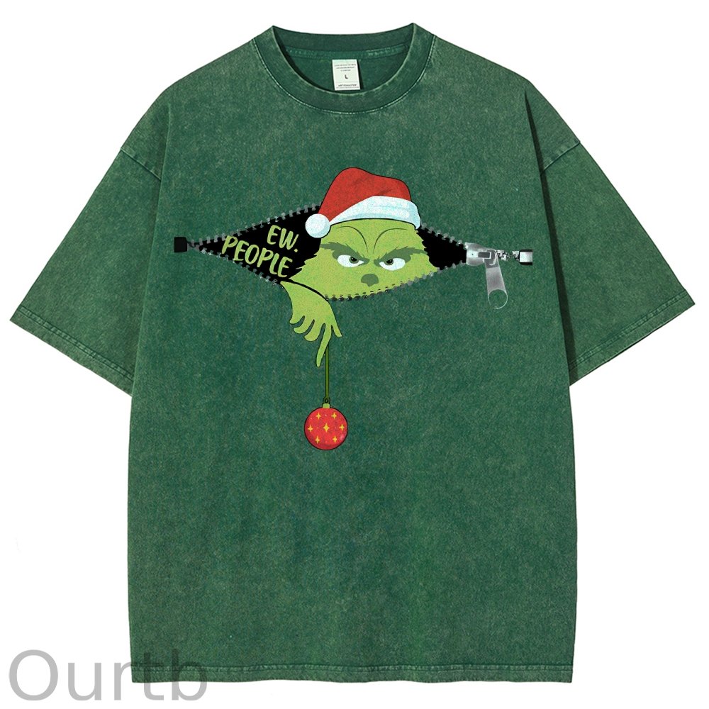Unisex Christmas EW People Printed Washed Tee