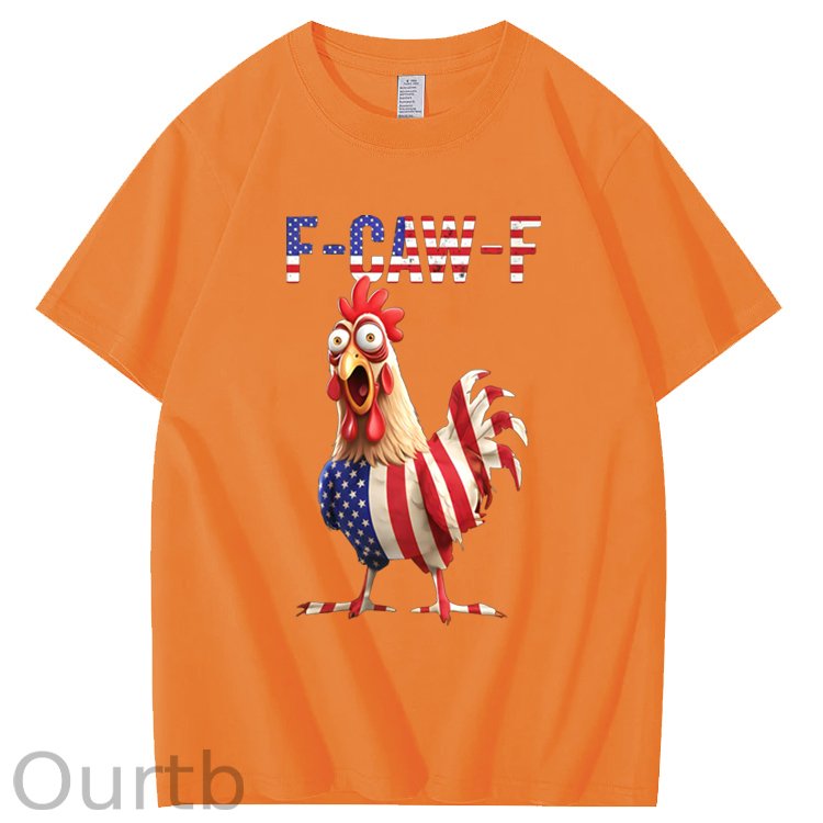 F-Caw-F America Flag Chicken  Pattern100% Cotton T-Shirt