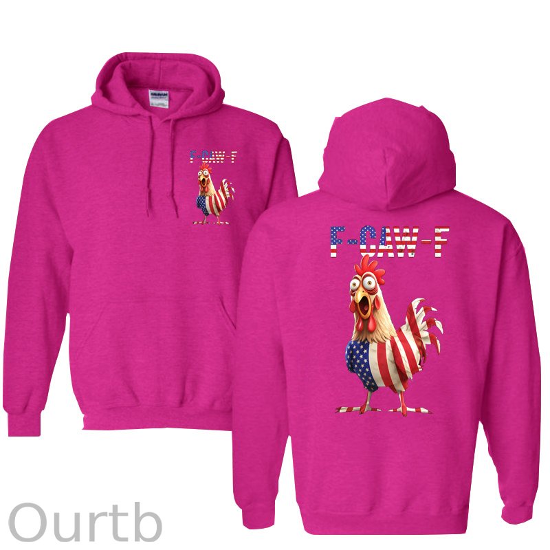 F-Caw-F Shocked American Chicken Pattern 100% 300g Cotton Classic Hoodie