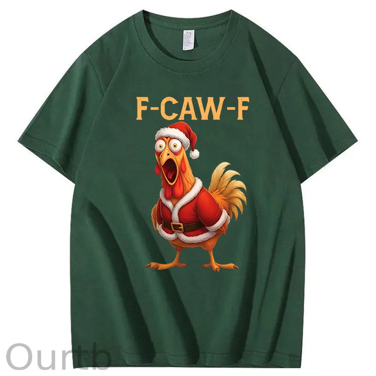 F-Caw-F Chicken Christmas 100% Cotton T-Shirt