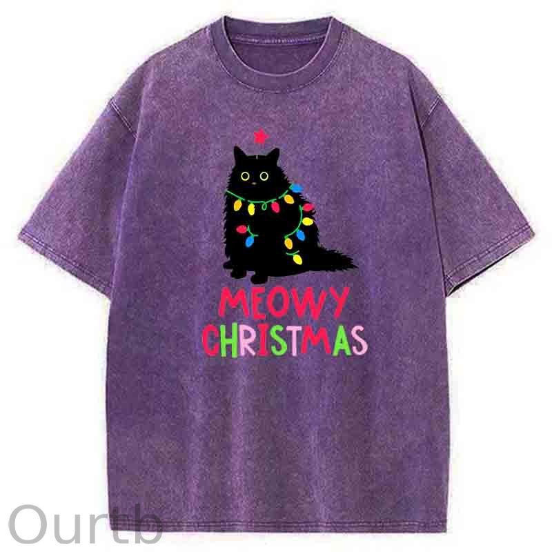 Meowy Christmas atWashed T-Shirt