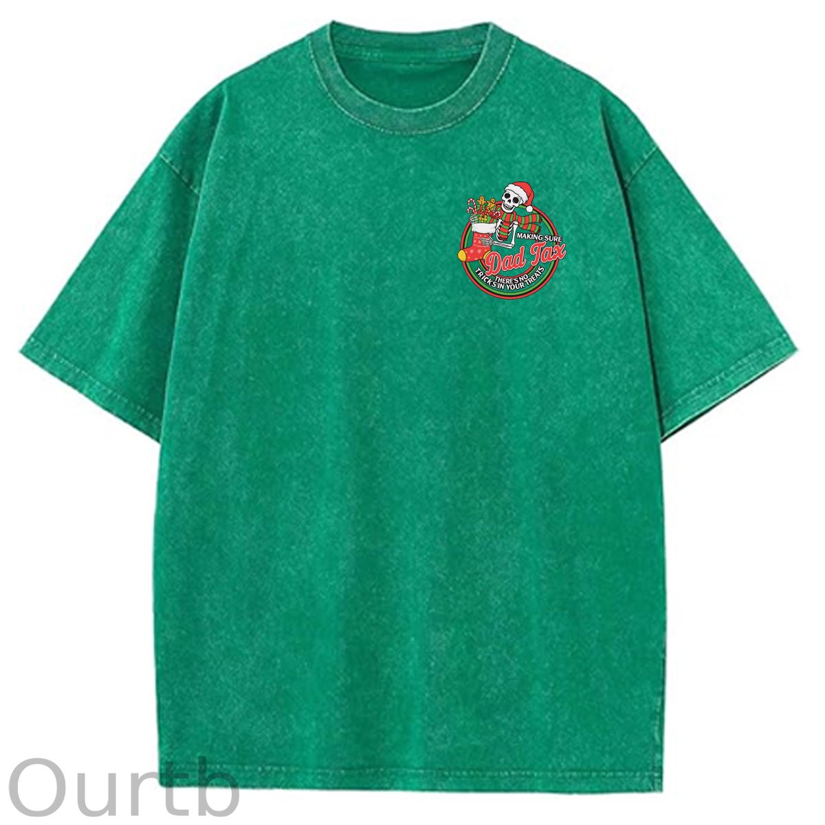 Christmas Dad Tax Pattern  Washed Distressed Crew Neck 100% Cototon T-Shirt