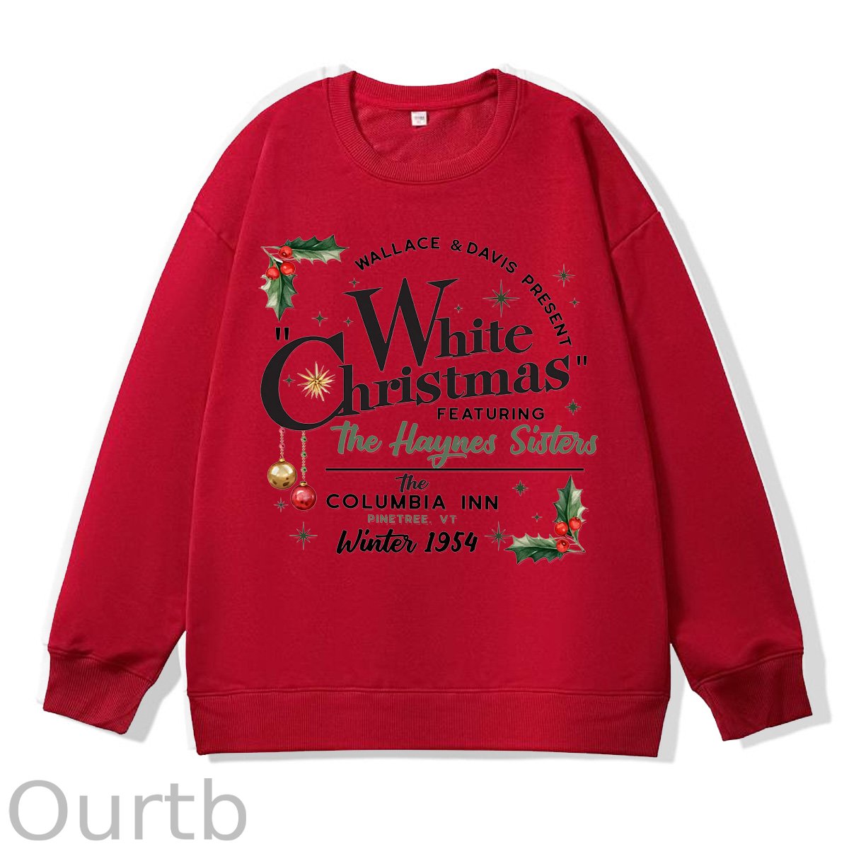 White Christmas Pattern 100% 300g CottonCrew Neck Sweatshirt