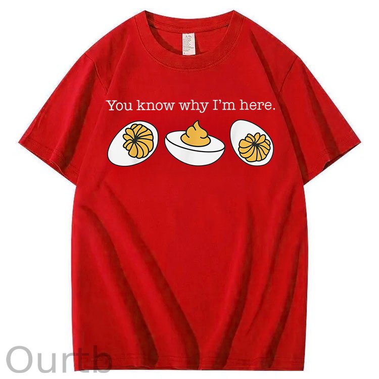 Retro Thanksgiving Dinner You Know Why I'm Here Deviled Egg 100% Cotton T-Shirt