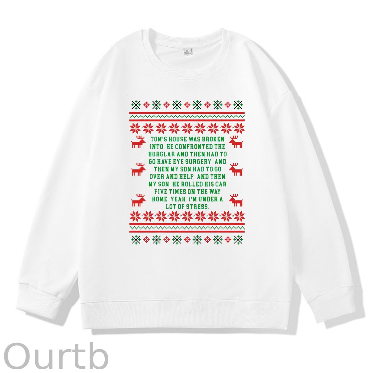 Christmas  Pattern 100% 300g CottonCrew Neck Sweatshirt