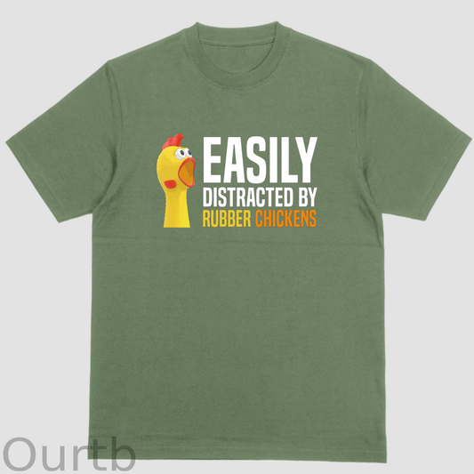 Short sleeve shirt, EASILY DISTRACTED BY RUBBER CHICKENS