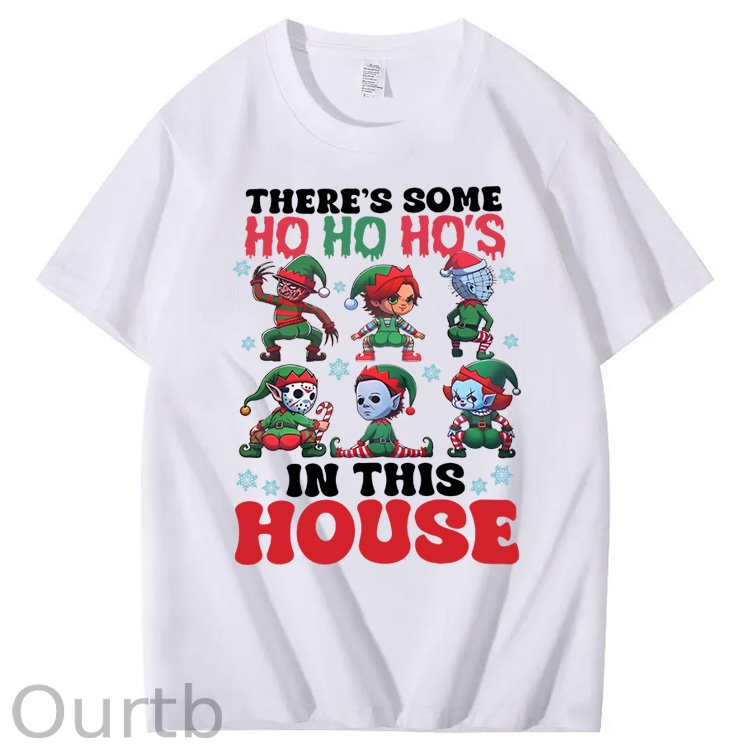 Christmas Ho Ho Ho Pattern100% Cotton T-Shirt