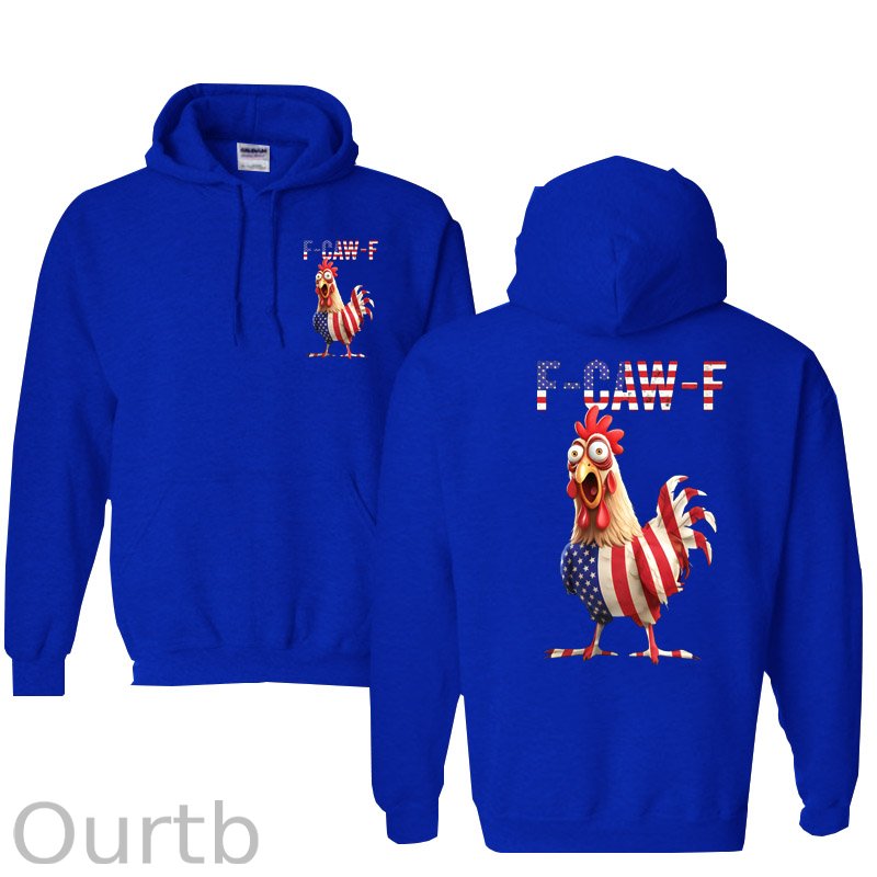 F-Caw-F Shocked American Chicken Pattern 100% 300g Cotton Classic Hoodie