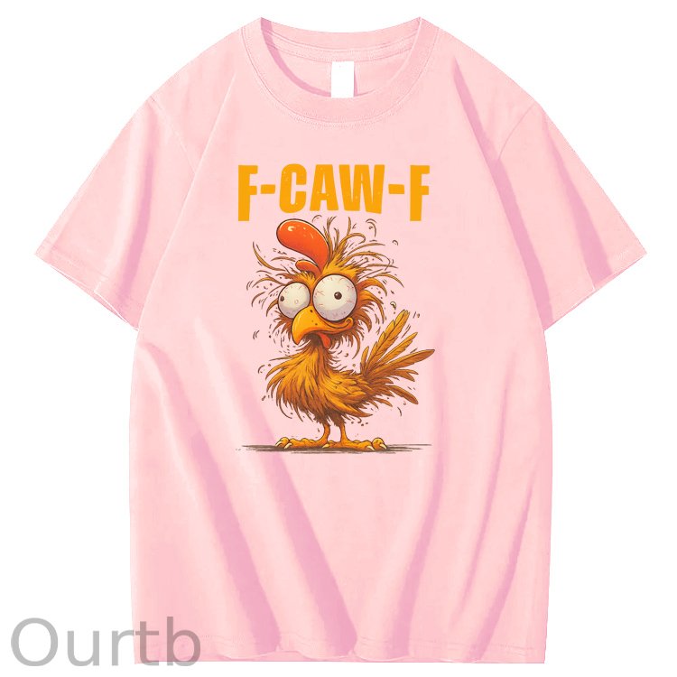 F-Caw-F Crazy Chicken Pattern100% Cotton T-Shirt
