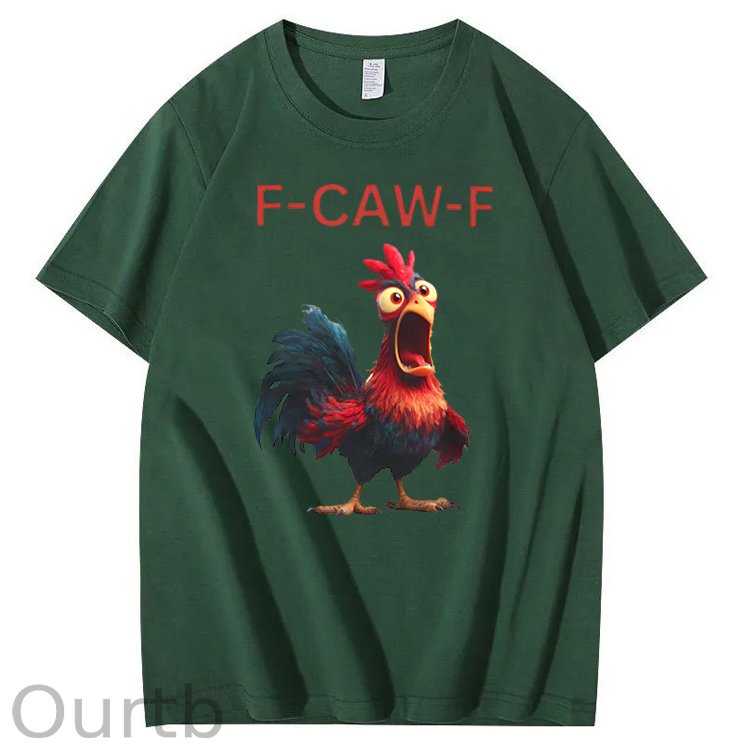 F-Caw-F  Shock Chicken Pattern100% Cotton T-Shirt