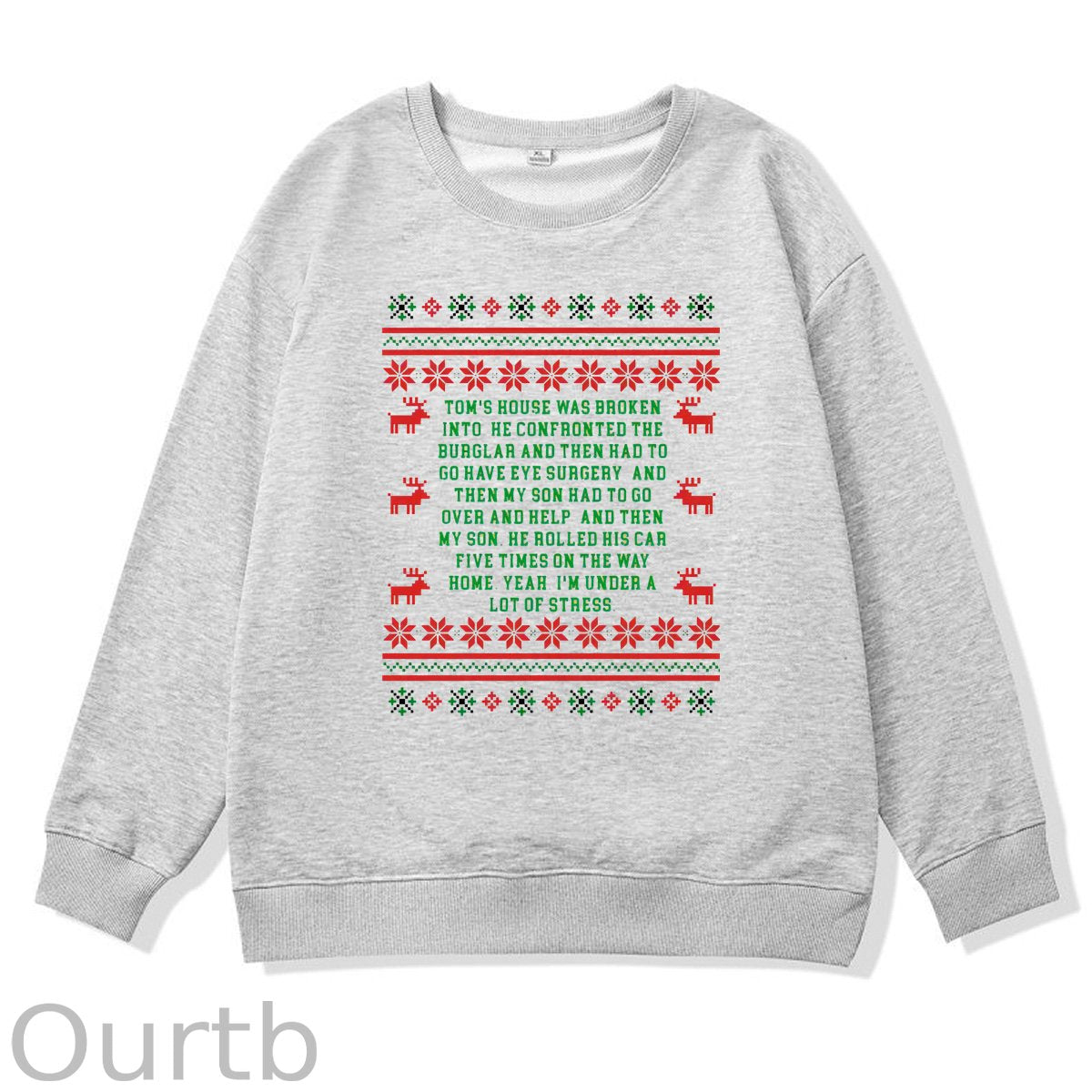 Christmas  Pattern 100% 300g CottonCrew Neck Sweatshirt