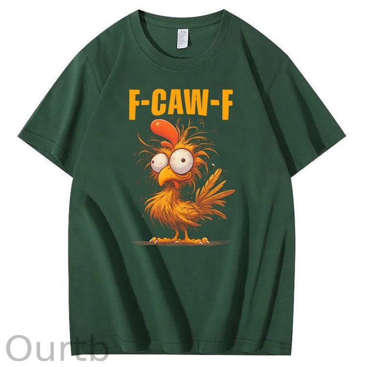 F-Caw-F Crazy Chicken Pattern100% Cotton T-Shirt
