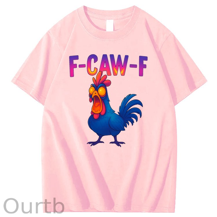 F-Caw-F Color Gradient Chicken Pattern100% Cotton T-Shirt