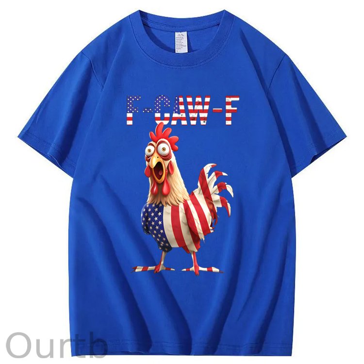 F-Caw-F America Flag Chicken  Pattern100% Cotton T-Shirt