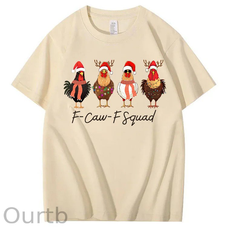 F-Caw-F Squad Chicken Christmas 100% Cotton T-Shirt