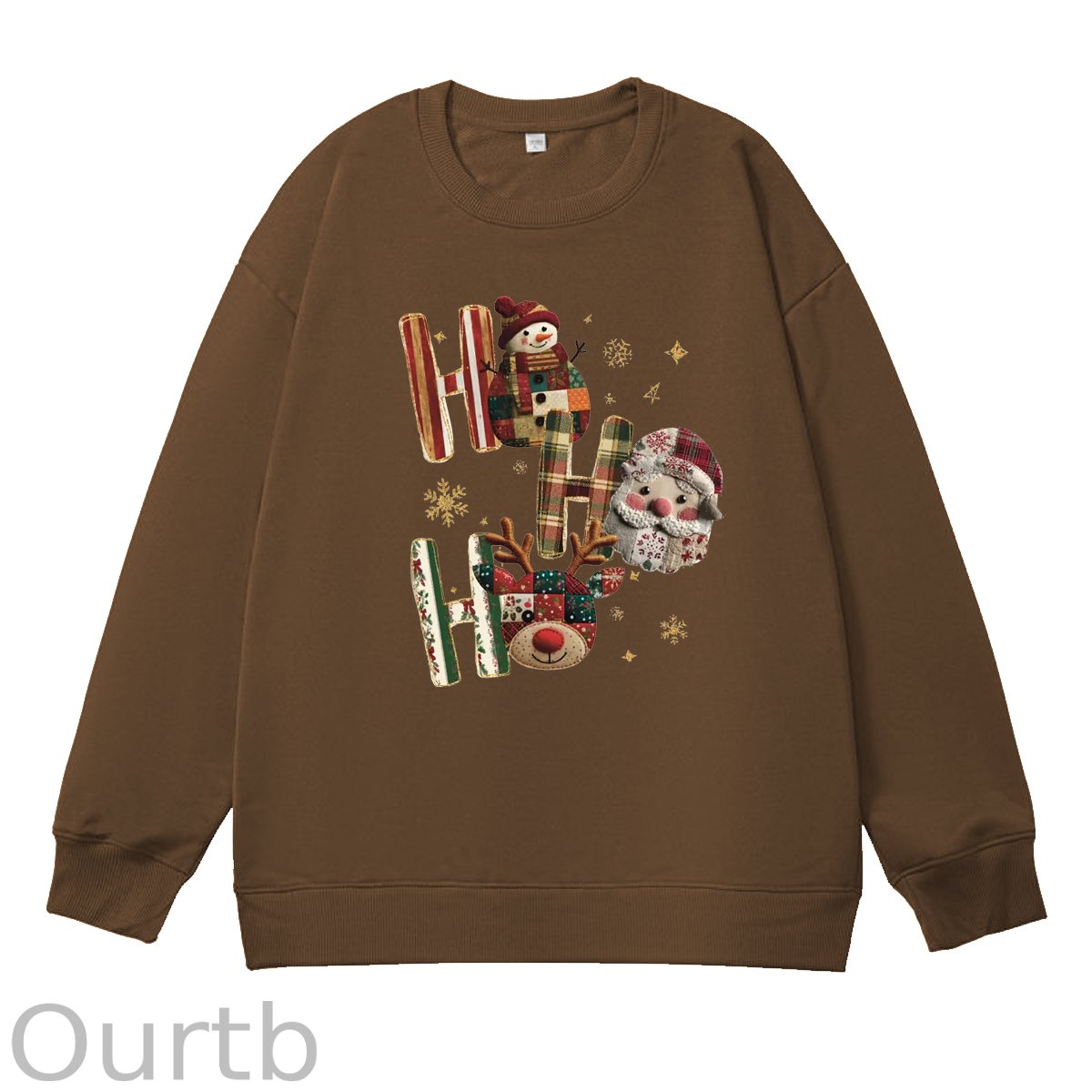 Christmas Ho Ho Ho  Pattern 100% 300g CottonCrew Neck Sweatshirt